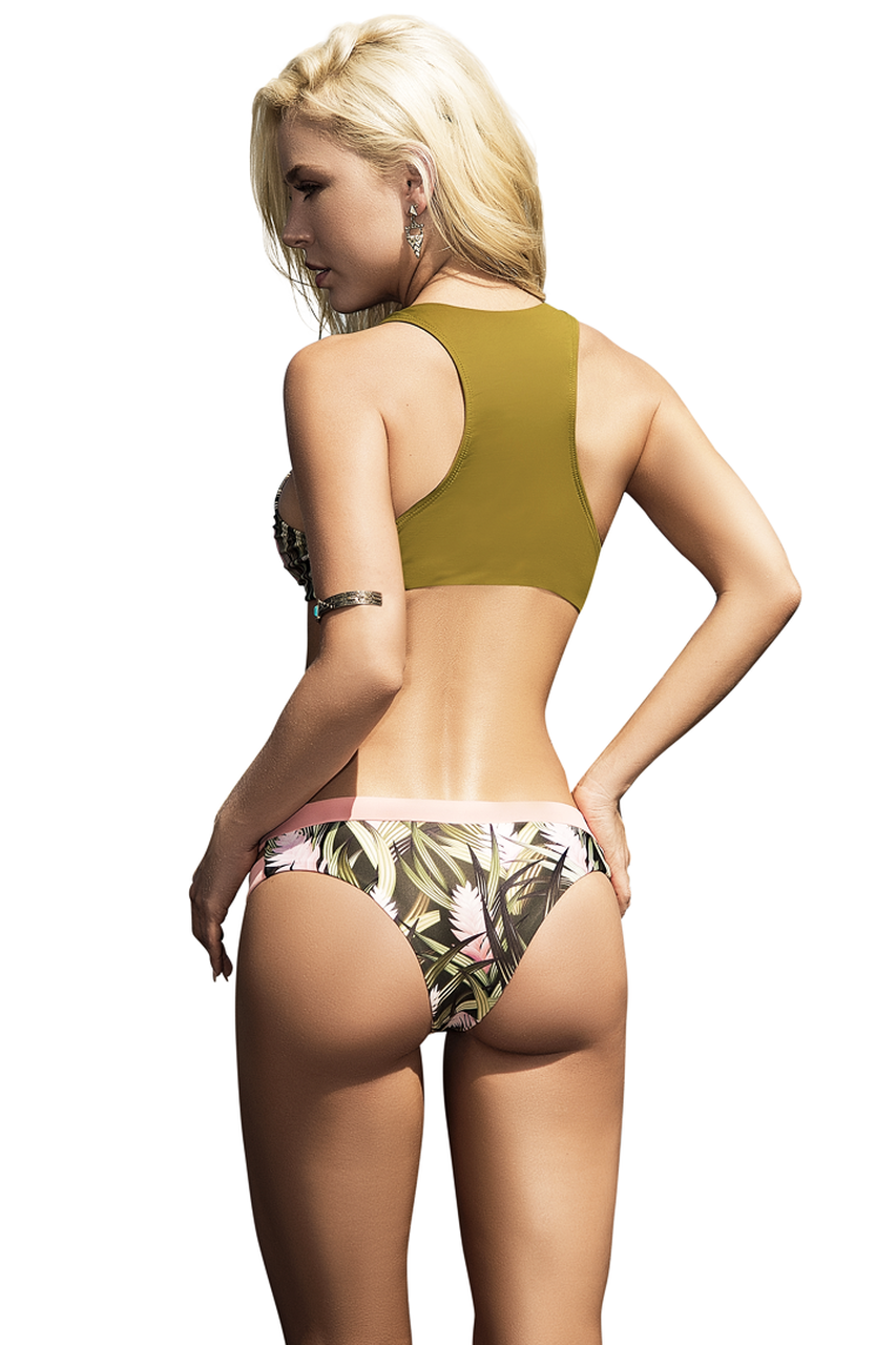 Rebel Heart Leaf Print Bikini Set