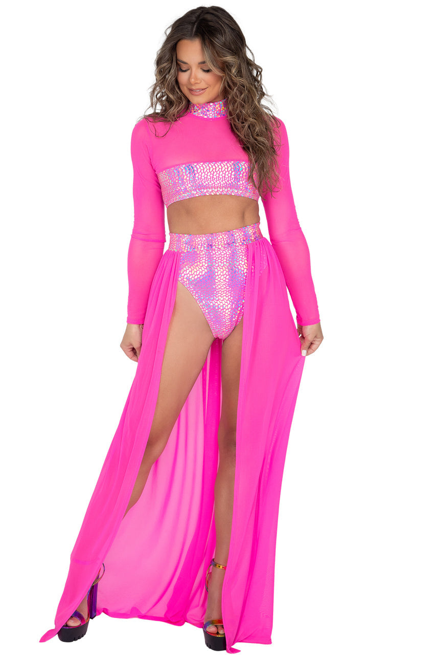 Metallic and Sheer Crop Top
