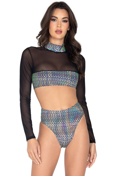 Metallic High Waisted Bikini Shorts