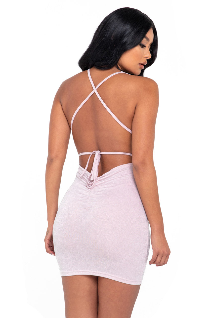 Baby Pink Glitter Cocktail Dress