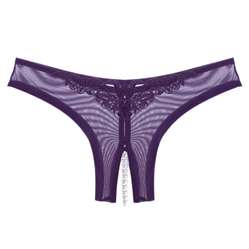 Pearl Mesh Crotchless Panty