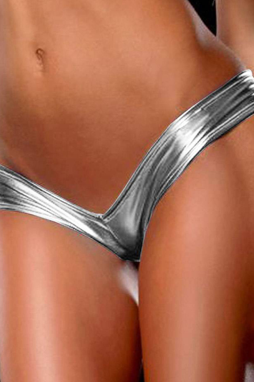 Plus Size Wet Look Thick Band Thong