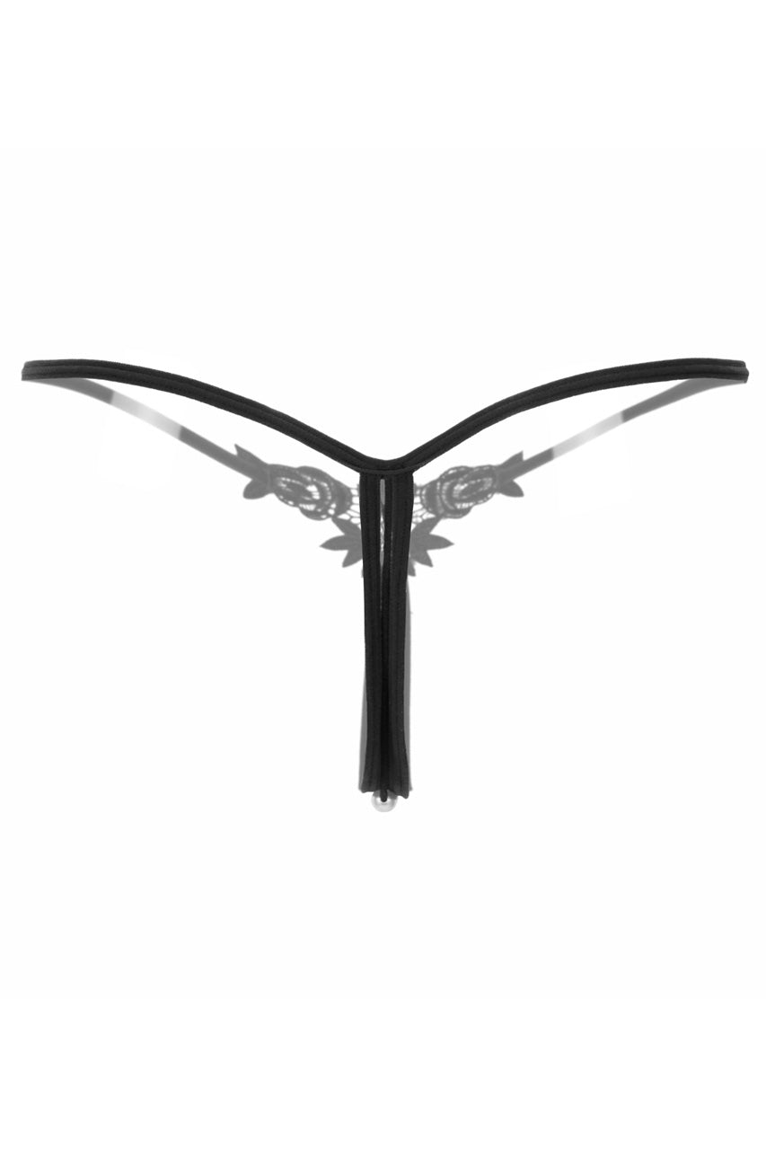 Embroidered Roses Pearl Thong