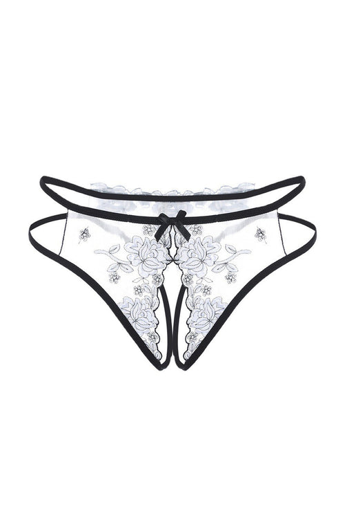 White and Black Crotchless Bikini Panty
