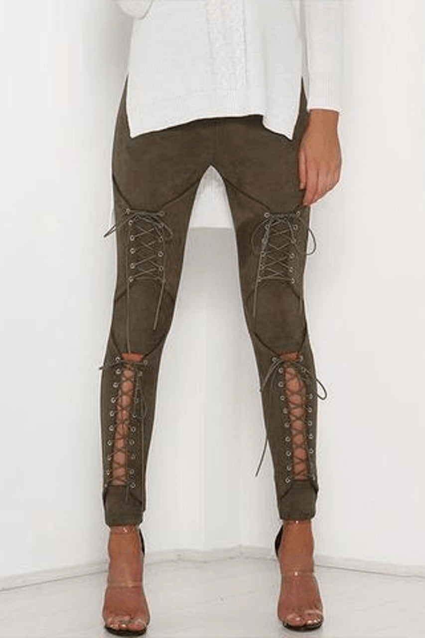 Suede Lace Up Leggings