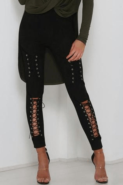 Suede Lace Up Leggings