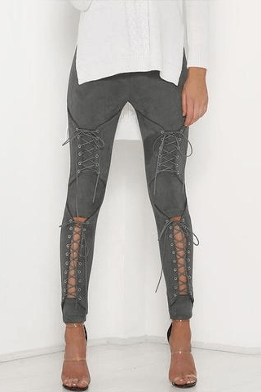 Suede Lace Up Leggings