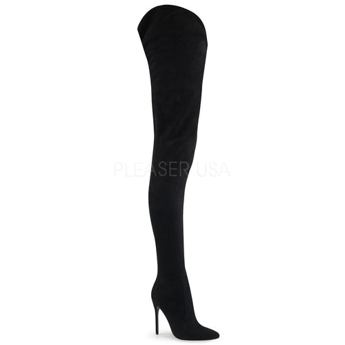 5" Heel Black Faux Suede Crotch High Boots*