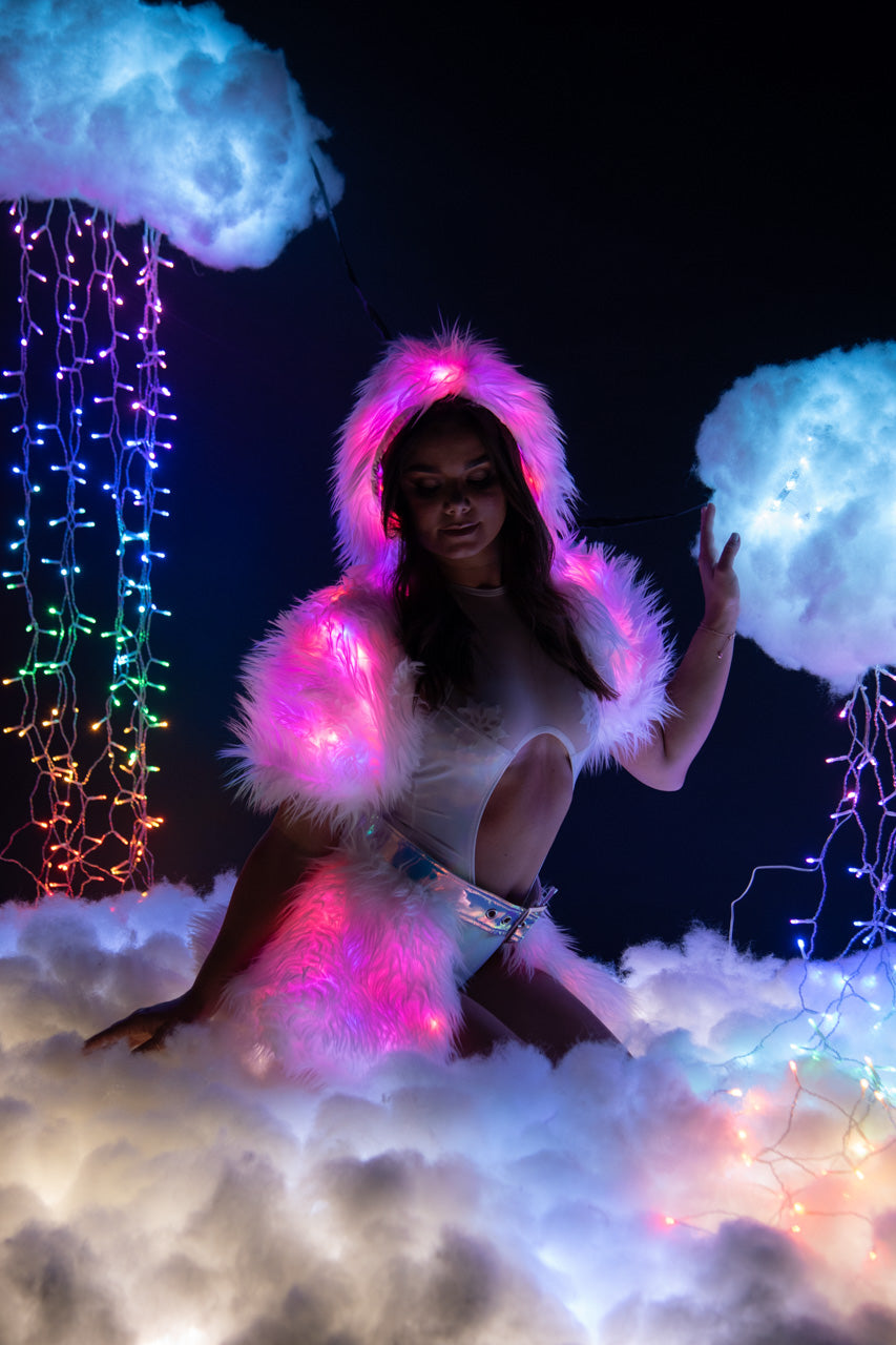 Light Up Furry Belted Skirt