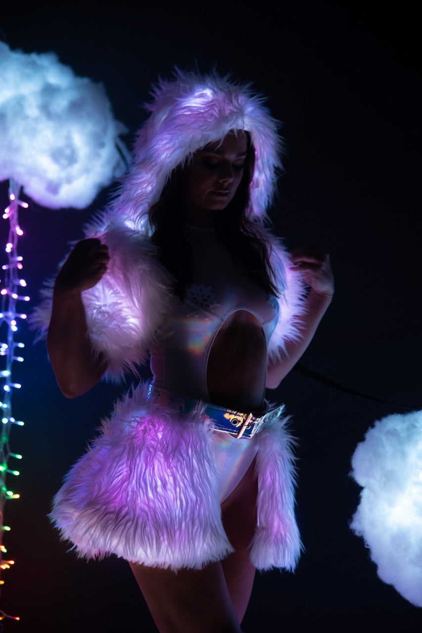 Light Up Furry Belted Skirt