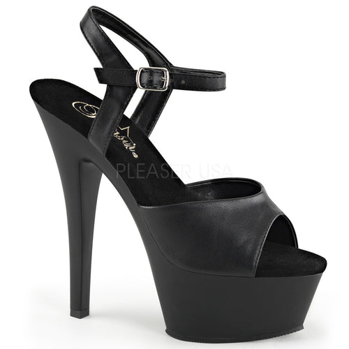 6" Black Faux Leather Heels*