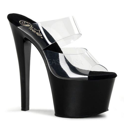 7" Black Platform Slide Pumps*