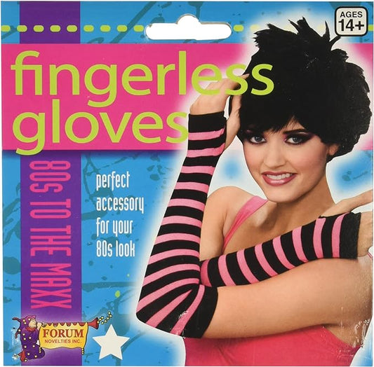 80'S Striped Fingerless Gloves