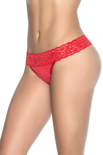 Microfiber and Lace Thong