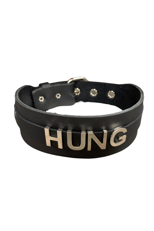 1 3-4" Leather Strap 'HUNG' Name Choker