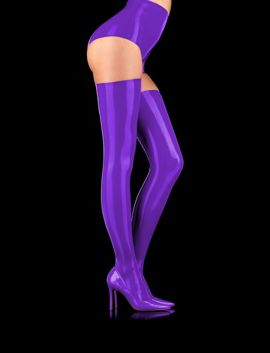 LacyMate™  Purple Latex Thigh Highs