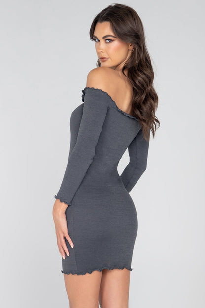 Ribbed Off the Shoulder Mini Dress
