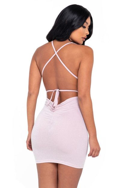 Baby Pink Glitter Cocktail Dress