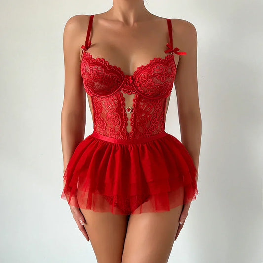 LacyMate™ Tanya Bodysuit w/ Detachable Skirt