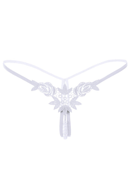 Embroidered Roses Pearl Thong