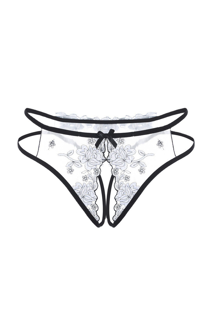 White and Black Crotchless Bikini Panty