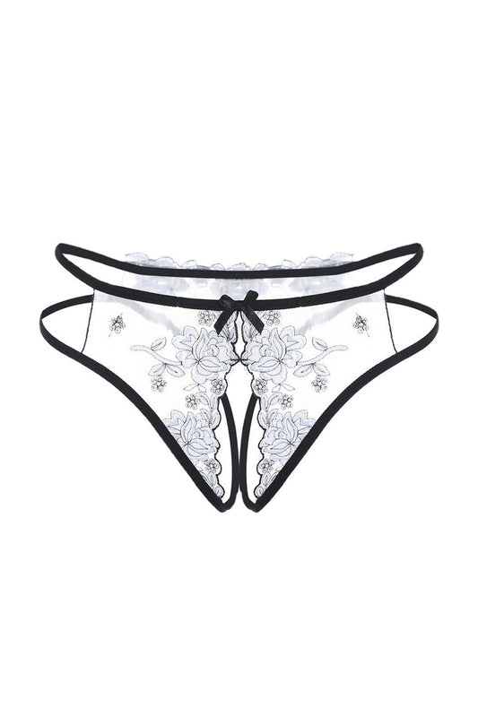 White and Black Crotchless Bikini Panty