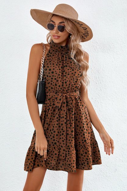 High Neck Patterned Dress