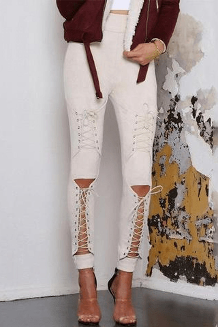 Suede Lace Up Leggings