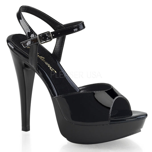 Black 5" Heel 1" Platform Ankle Strap Sandal