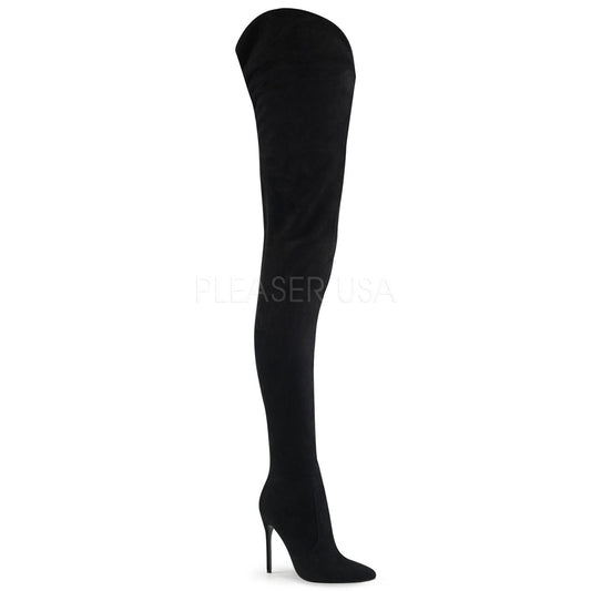 5" Heel Black Faux Suede Crotch High Boots*