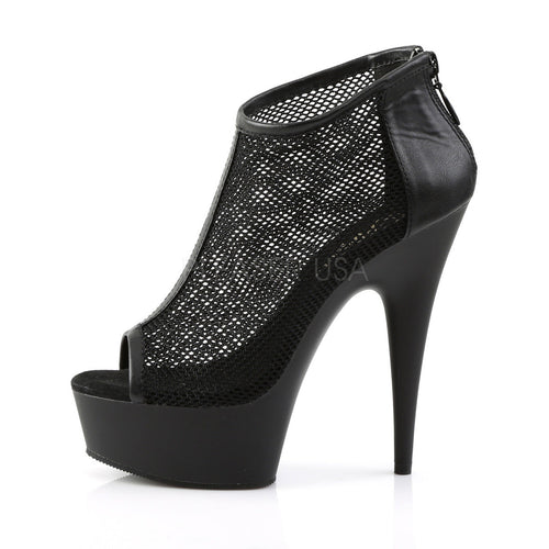 6" Heel Black Peep Toe Faux Leather*