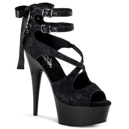 6" Black Criss-Cross Ankle Strap Sandal Shoes*