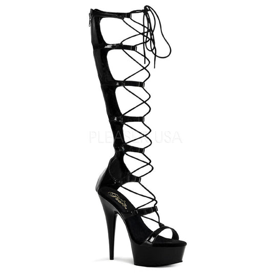 6" Black Lace-Up Sandal Shoes*