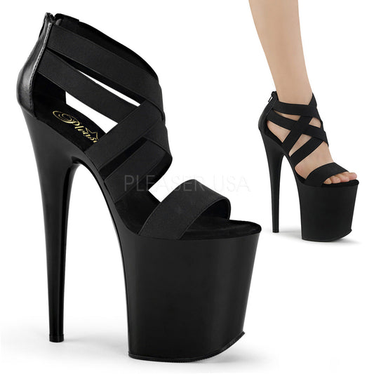 8" Black Faux Leather Heels*