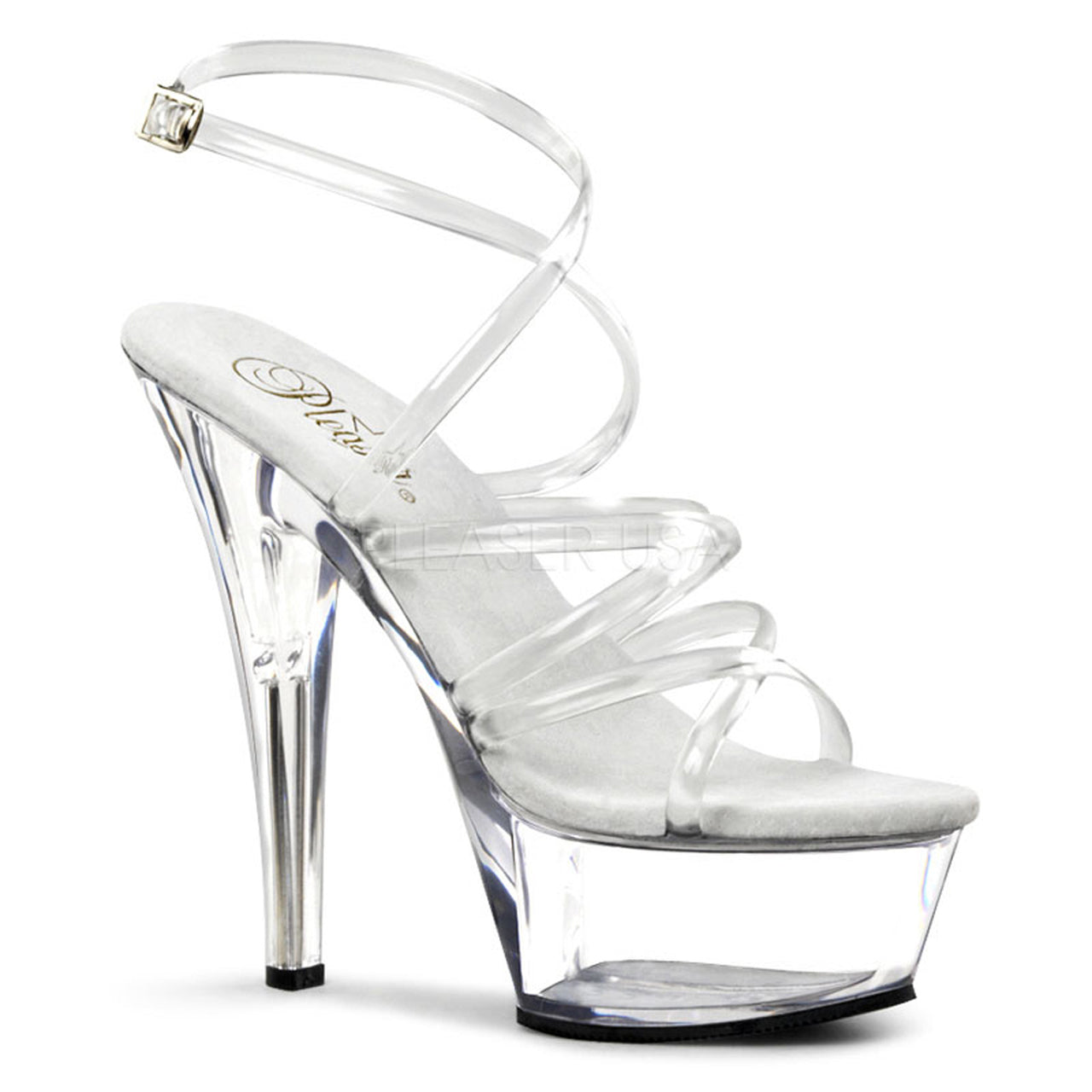 6" Clear High Heels W/ Criss Cross Straps*