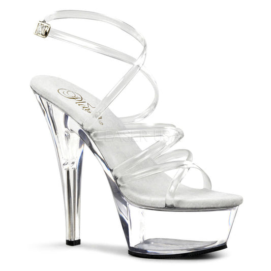 6" Clear High Heels W/ Criss Cross Straps*