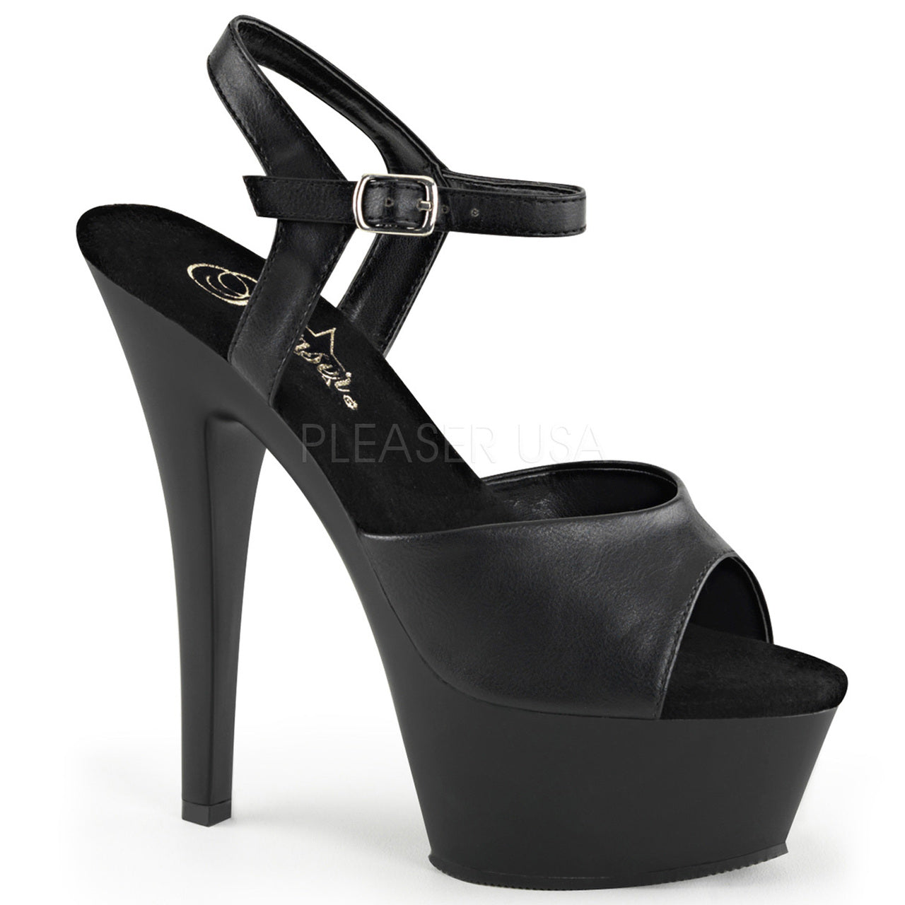 6" Black Faux Leather Heels*