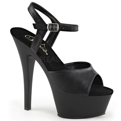 6" Black Faux Leather Heels*