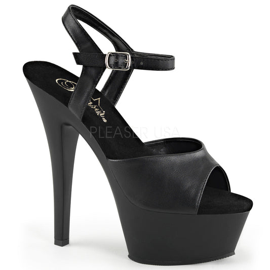 6" Black Faux Leather Heels*