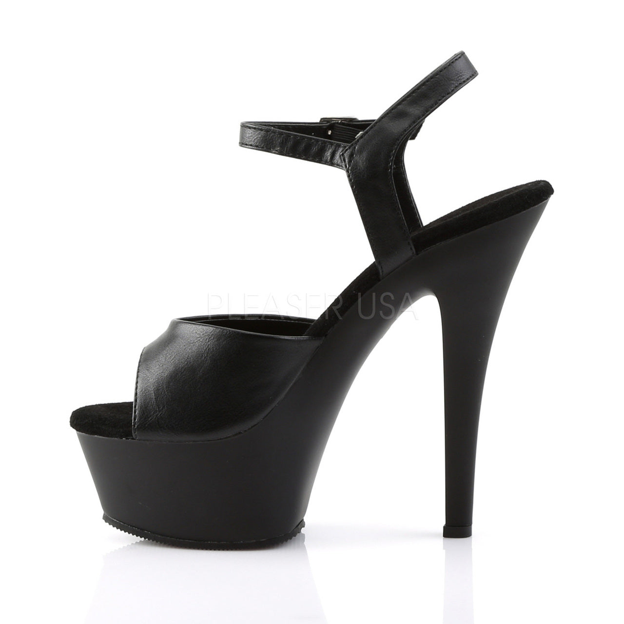 6" Black Faux Leather Heels*