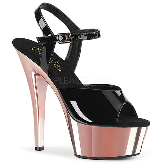 6" Heel Black Ankle Strap Sandals*