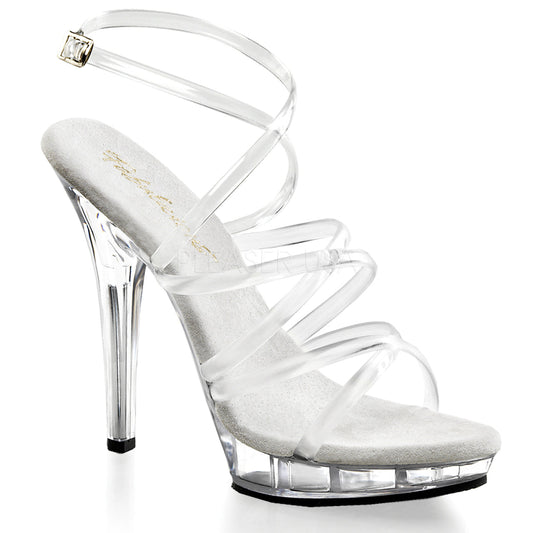 5" Heel Clear Criss-Cross Ankle Strap Sandal
