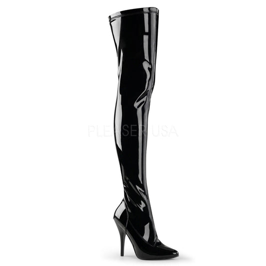 5" Black Plain Stretch Thigh Boots*