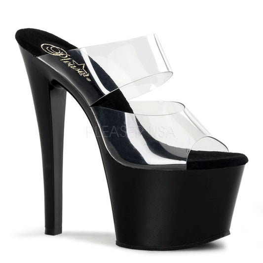 7" Black Platform Slide Pumps*