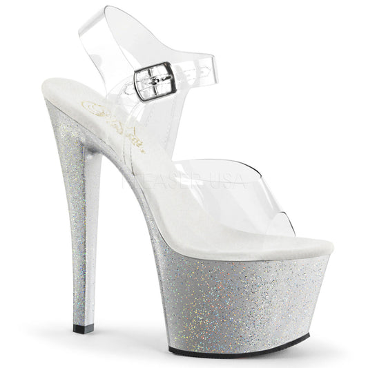 Clear-Silver 7" Glitter Pumps*