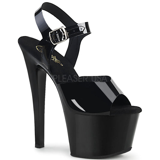 7" Heel Black Ankle Strap Platform Shoes*