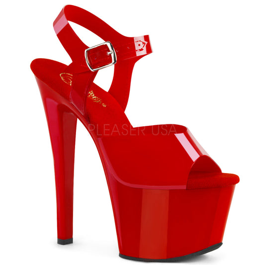 7" Red Ankle Strap Platform Heels*